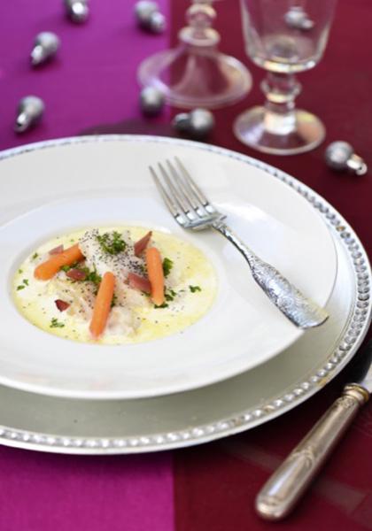 Nage de lotte au pata negra et aux carottes