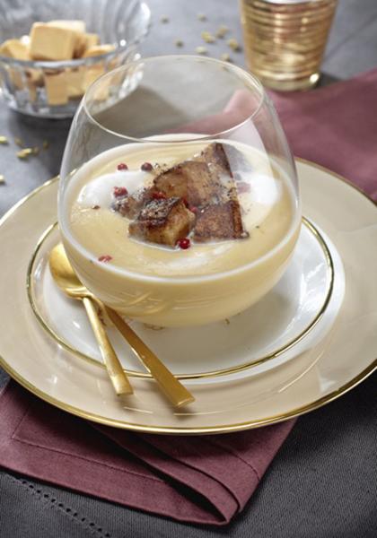 Crème de marrons au foie gras poêlé