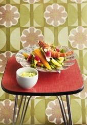 Légumes et gambas à la vapeur, mayonnaise légère