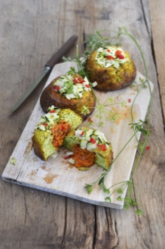 Moelleux aux courgettes, cœur de poivron