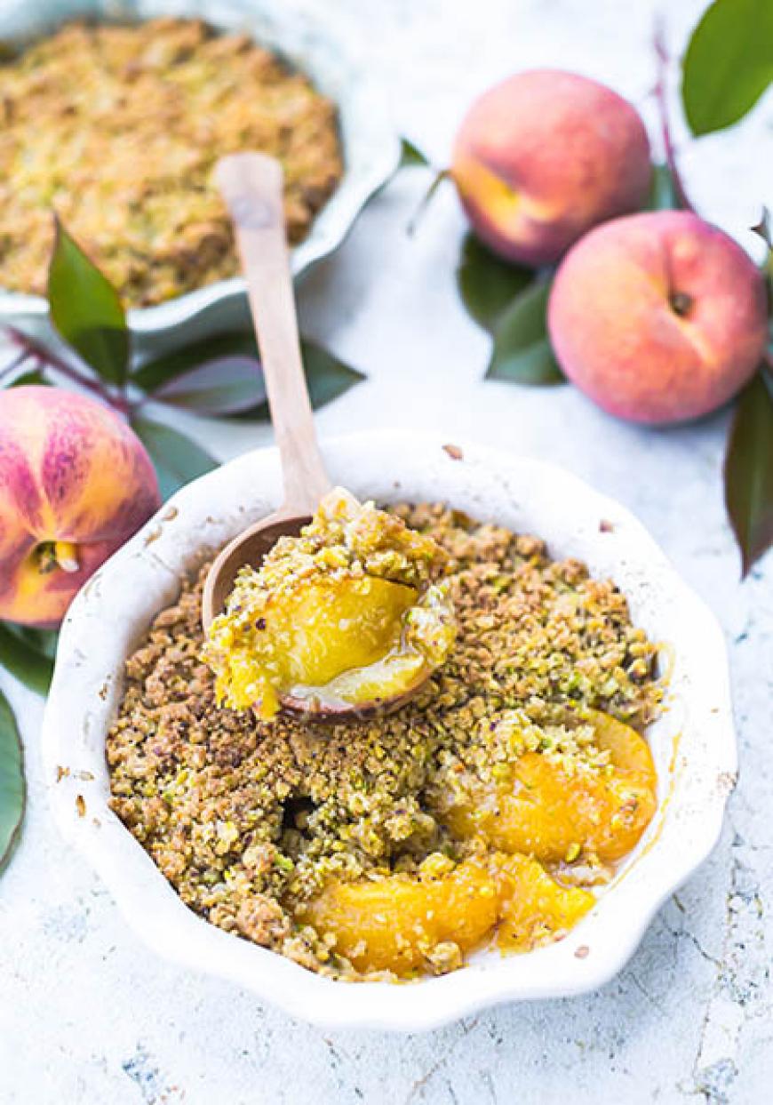 Crumble à partager aux pêches jaunes