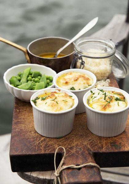 Mini gratins de poisson aux petits pois