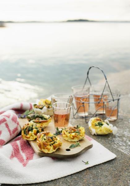 Mini omelettes lardons épinards