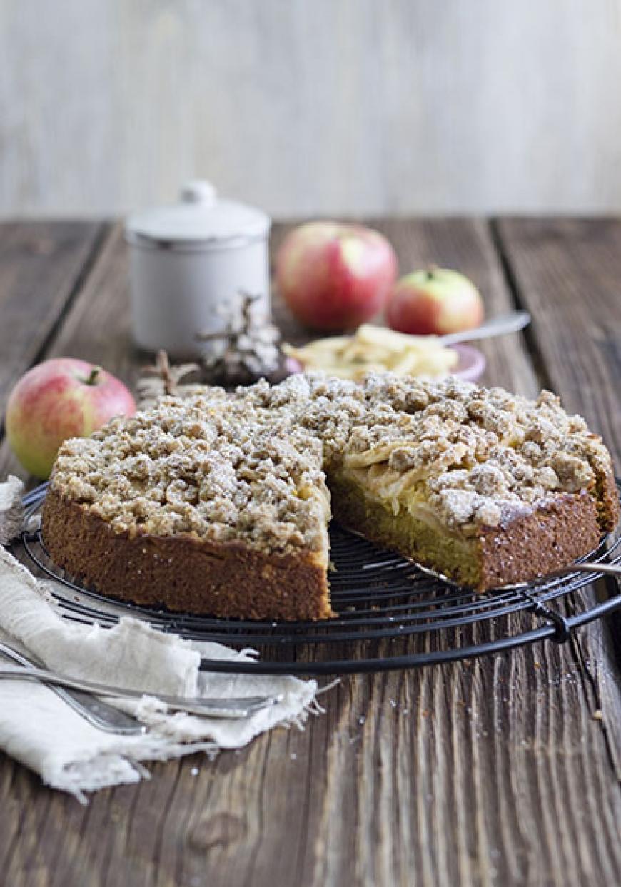 Gâteau aux pommes, crumble croustillant