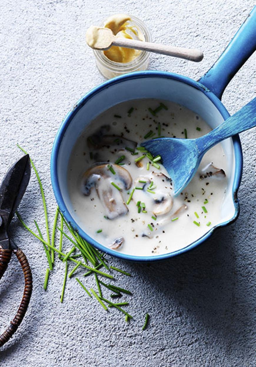 Sauce crémeuse aux champignons et à la moutarde