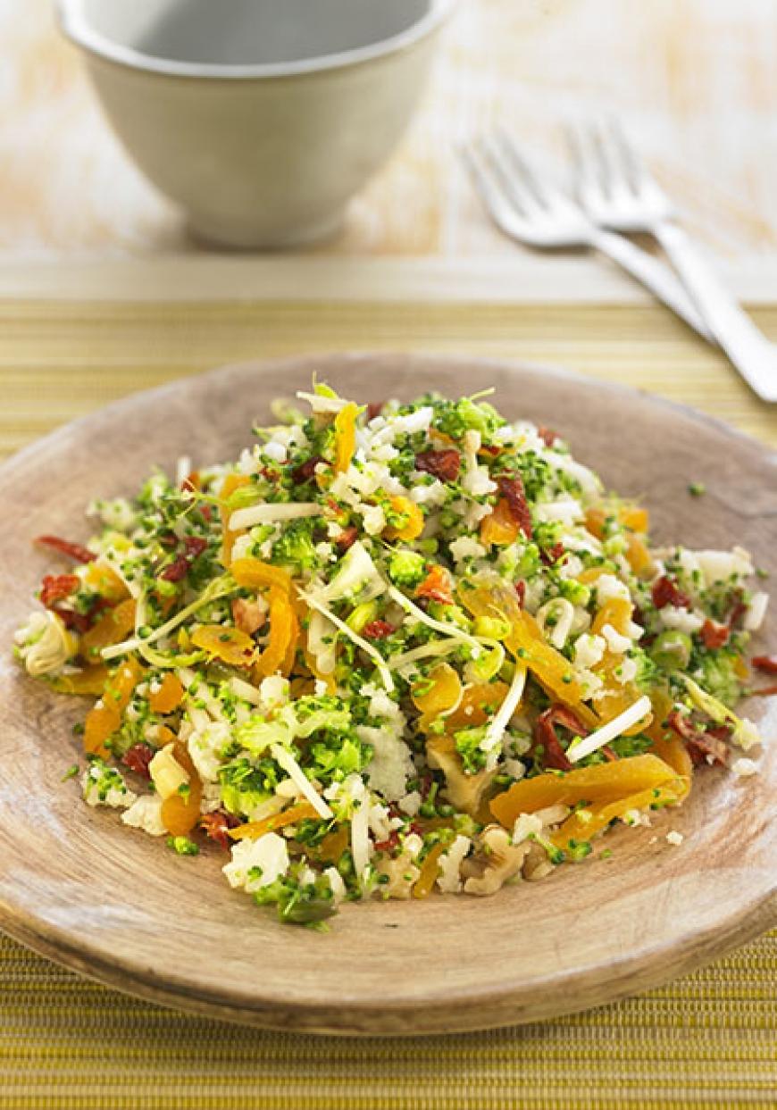 Taboulé de brocoli et chou-fleur aux abricots secs