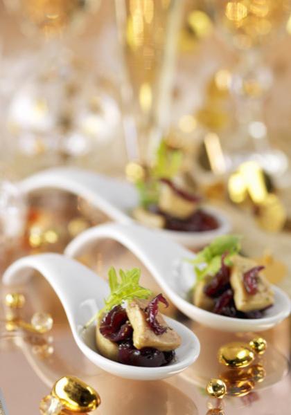 Cuillères au confit d’oignons et au foie gras