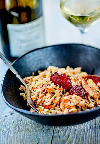 Riz créole aux crevettes et chorizo