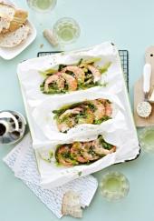 Papillotes de crevettes aux deux haricots