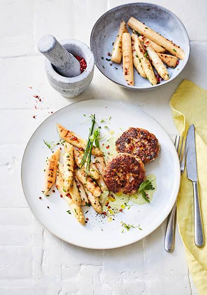 Croquettes de veau et asperges blanches