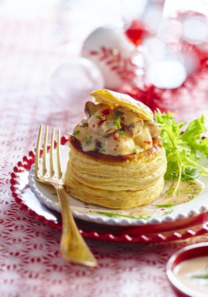 Vol-au-vent aux pétoncles et champignons