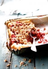 Tarte framboise rhubarbe façon crumble